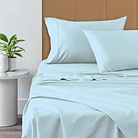 Vista 10 de Pizuna Sábanas de algodón puro 100% de tamaño individual, 800 hilos de algodón de fibra larga con bolsillo profundo de 15 pulgadas