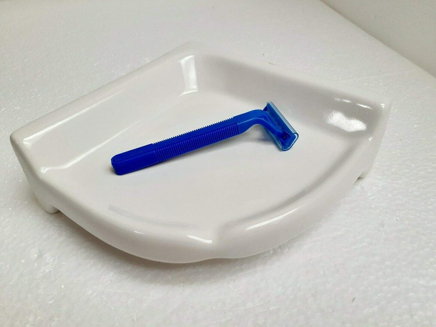 Bright White Ceramic Corner Shower Shelf Ledge Soap Tray Arctic White Daltile Color 0190 Medium 7.5 inch