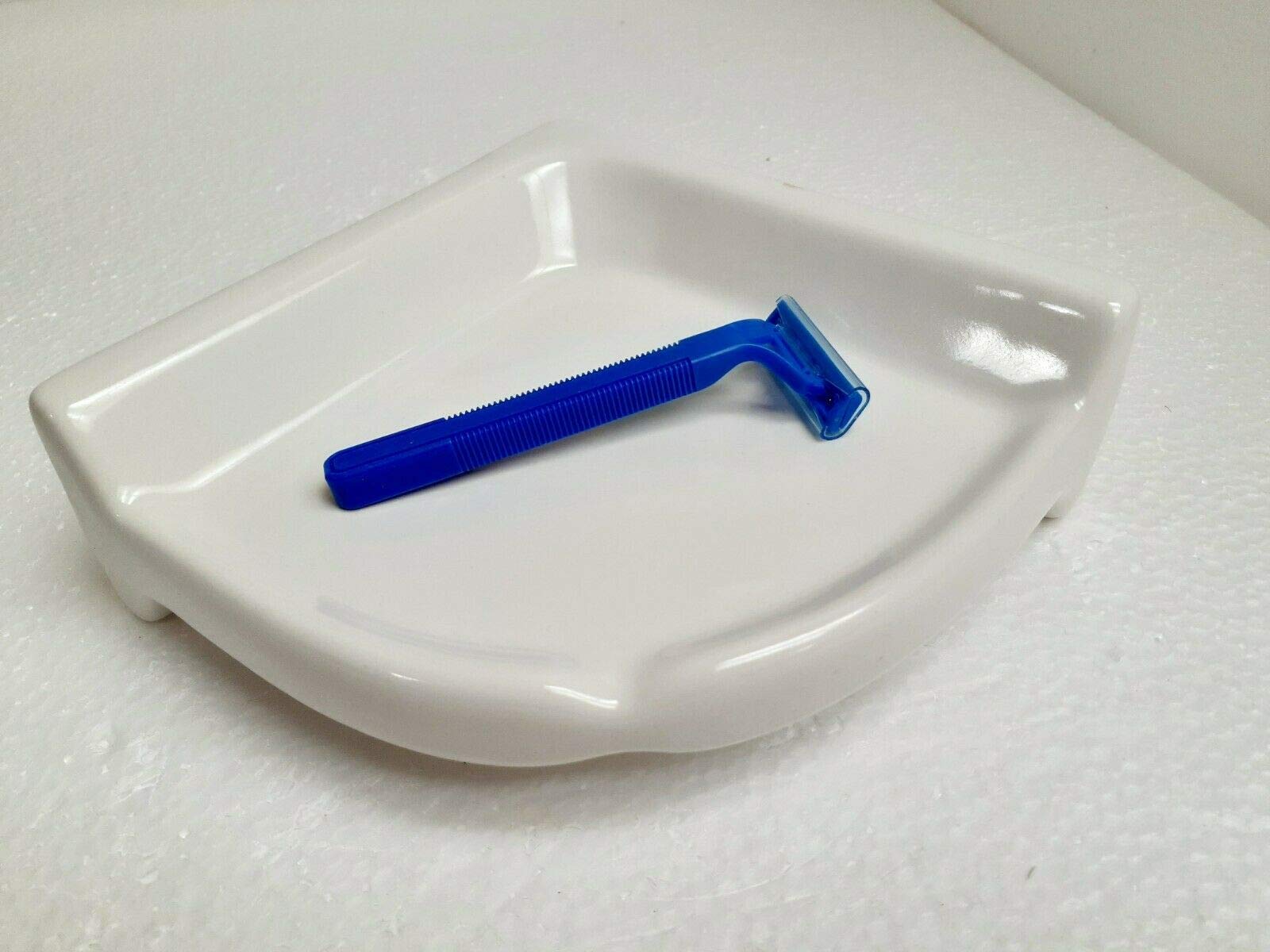 Bright White Ceramic Corner Shower Shelf Ledge Soap Tray Arctic White