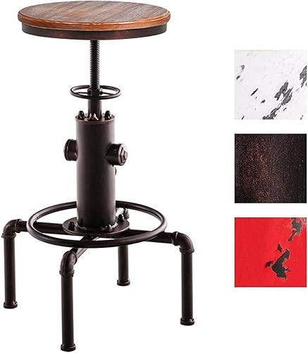 Miniatura 5 de LOKKHAN American Antique Steampunk Deco Taburete de bar industrial vintage retro elegante diseño de boca de incendios ajustable giratorio para
