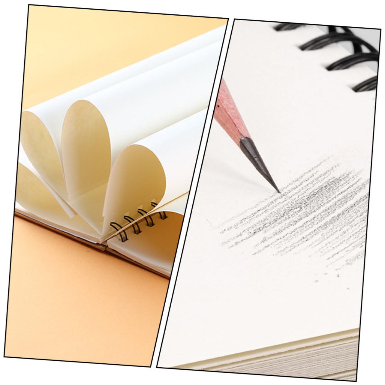 Skizzenbuch 60 Blatt, Quer Öffnend, Dickes Papier, 1 Stück | Schulanfang Deko, Zeichenbuch für Skizzen und Zeichnen, Papier für Aquarell und Gouache