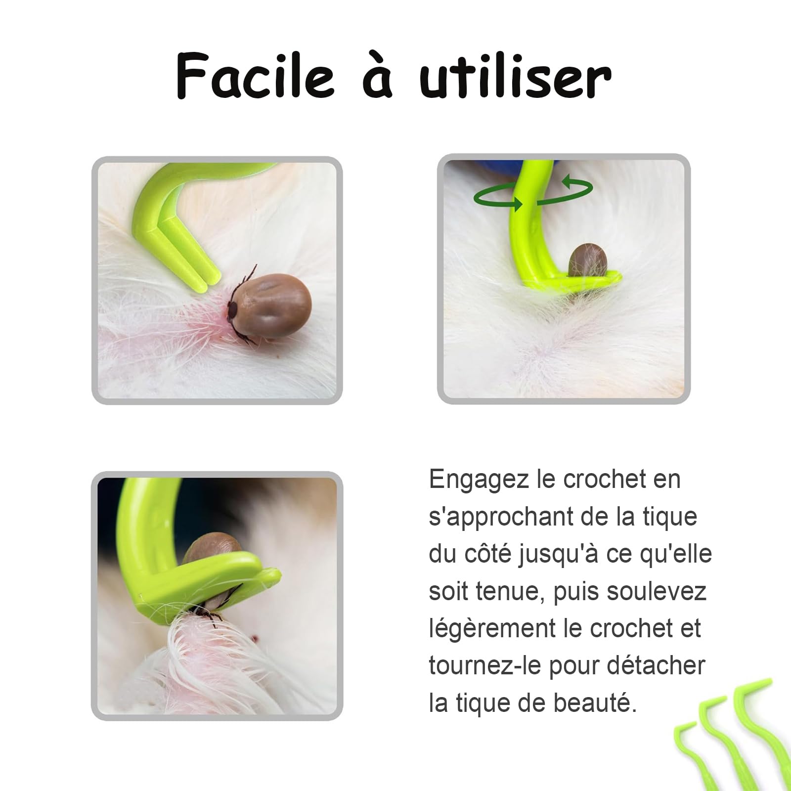 AUXHCYL Tire Tique Chien, 2 Pince à Tiques et 3 Tire Tic, Simple et sûr Pince a Tique pour Chat, Chien et Humains
