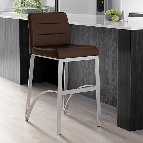 Zuri Furniture Lynx Taburete de bar contemporáneo con base de metal color blanco