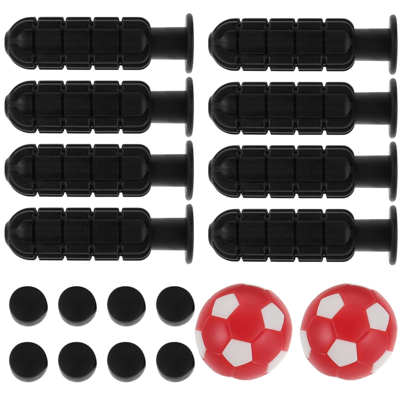 STOBAZA 8Pcs Football Table Handle, Plastic Table Football Handles with 8 End Caps and 2 32mm Soccer Balls