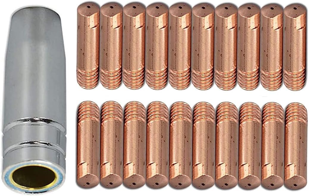 RIVERWELD MIG MAG Contact Tips M6 0.9mm 140.0177 Conical Gas Nozzle 1.20mm 145.0075 Shroud Assort Size kit for 15AK MB15 Co2 Welding Torch 21pcs