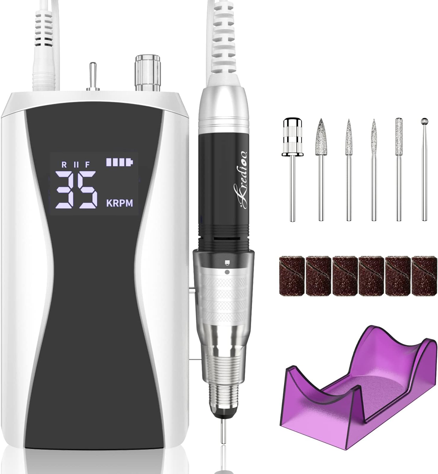 Sponsored Ad – Professional Electric Nail Files 35000RPM Portable Nail Drill for Gel Nail Acrylic Nails, Rechargeable E File Kit Manicure and Pedicure Set with Pause Button, 36W, Black