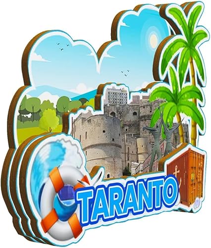 Miniatura 2 de Taranto Puglia - Imán de madera para nevera, diseño de Italia, monumentos 3D, recuerdos coleccionables, decoración hecha a mano -2545