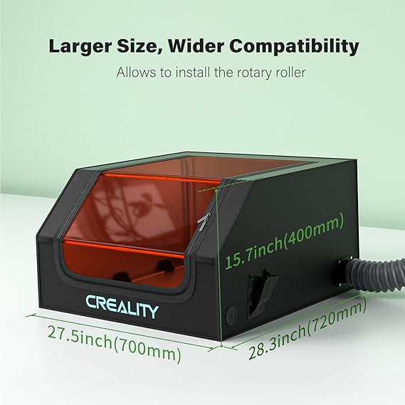 Creality Laser Engraver Enclosure, Isolate Smoke Laser Cutting Machine Protective Cover, Against Odor and Noise Enclosure with Vent for Creality, xTool and Other Laser Engraver, 27.5x28.3x15.7 inch