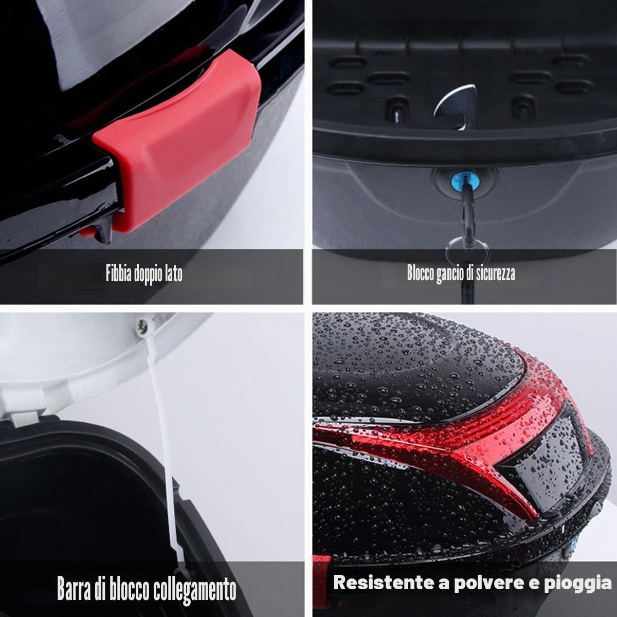 JEDAL Bauletto per moto Baule Motociclo Scooter 35L Bagaglio per Moto con serratura di sicurezza Valigia moto con schienale (Colore : Nero)