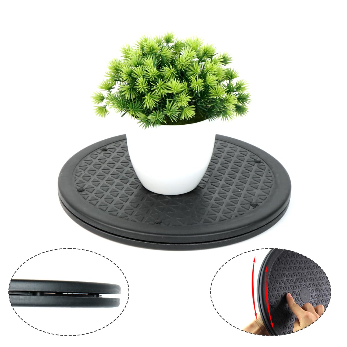 Piattaforma Roteante Supporto girevole manuale di 360 °Multiuso Giradischi con Cuscinetti Sfera in Acciaio, Superficie con Motivo a Rombi per grande schermo TV/Monitor/Piante Bonsai