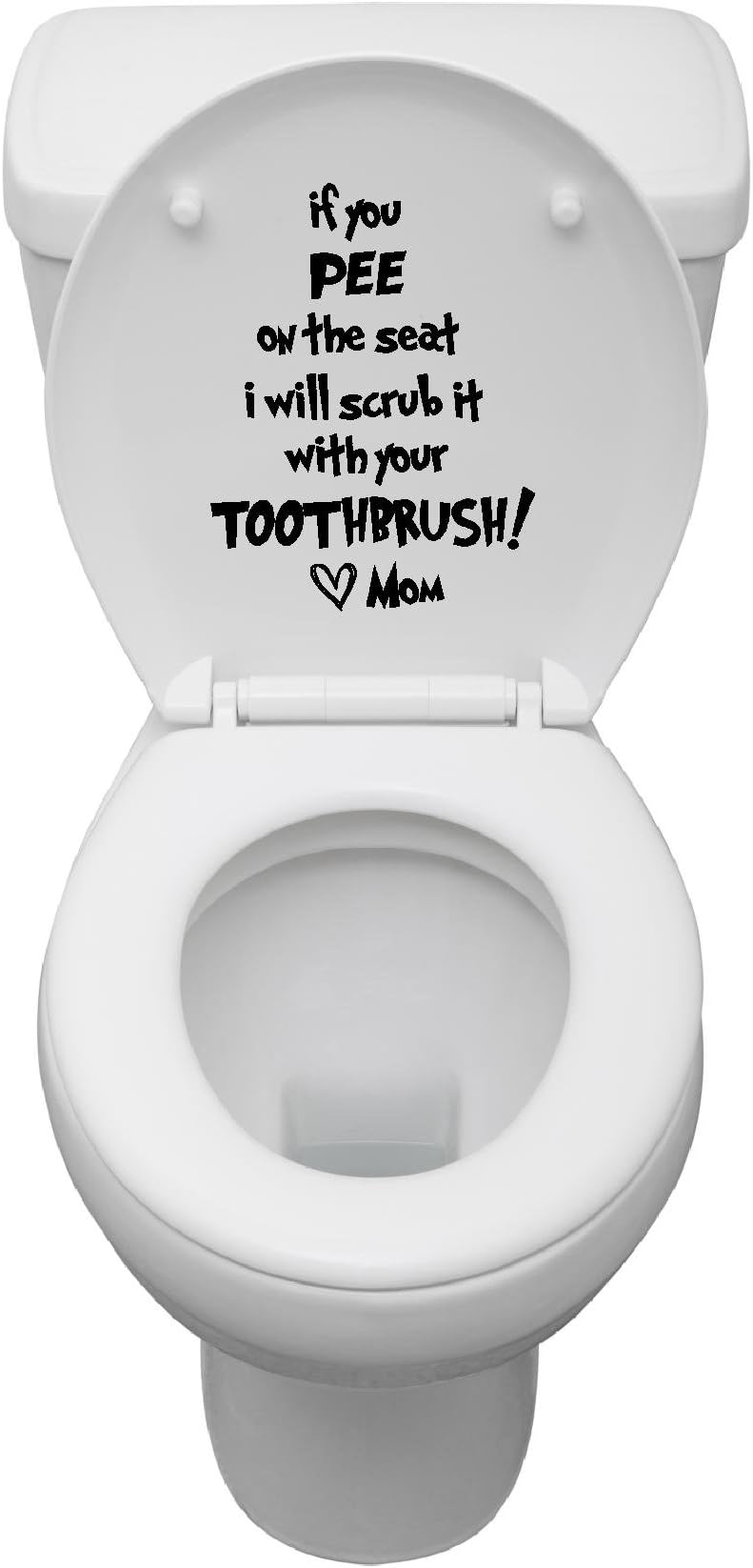 If You Tinkle on The seat I Will Scrub it with Your Toothbrush Love mom Funny Kids Bathroom Decor Cute Hearts playroom Sticker Nursery Vinyl Saying Lettering Wall Art Inspirational Wall Quote