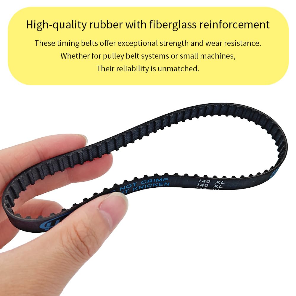 2Pcs 140XL037 Timing Belt 10mm Width 70 Teeth Cogged Rubber Synchronous Closed Loop Small Gear Drive Belts for 3D Printer Air Compressor Carbon Belt Replacement Disc Tabletop Sander Black — Amazon image 3