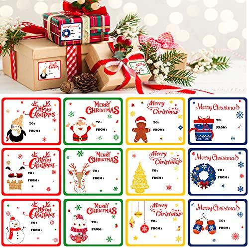 DIYDEC 120pcs Christmas Gift Tags Sticker Self Adhesive Christmas Paper Present Name Labels for Holiday Present