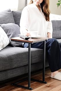 Yamazen BST-3030 WLBK Side Table, U-Shaped, Lightweight, Width 11.6 x Depth 11.6 x Height 20.7 inches 29.5 x 29.5 x 52.5 cm, Bed Table, Sofa Table, Easy Assembly, Walnut