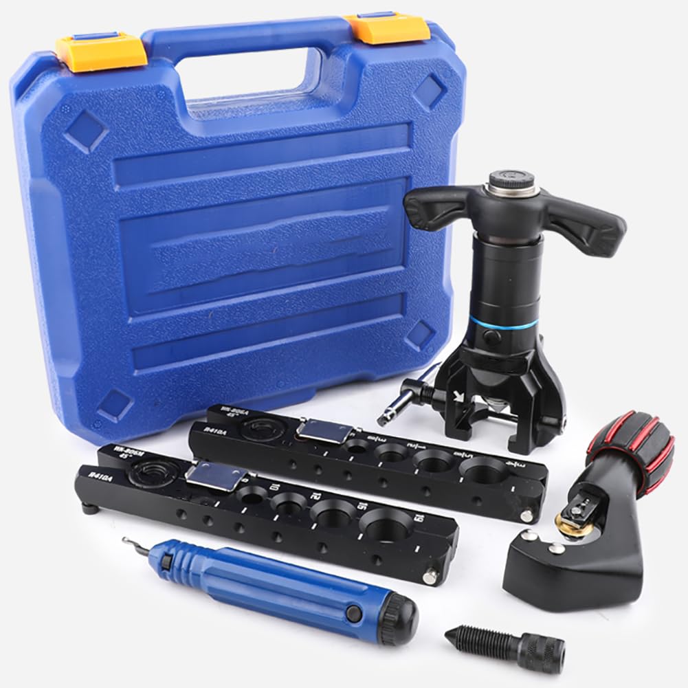 Bördelwerkzeug-Set, 6,35 mm (1/4 Zoll), 1,9 cm, HVAC-Einzel-Flare-Werkzeug mit Rohrschneider und Entgrater, Kupplung, Kupferrohr-Expander, manueller und elektrischer Bohrmodus