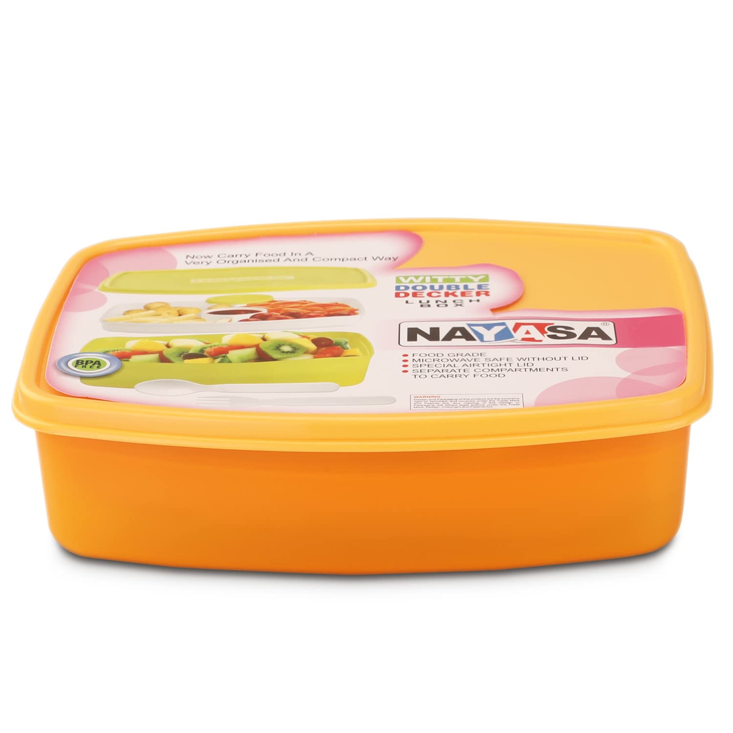 Nayasa Witty Double Decker Regular Plastic Lunch Box Pack of 3