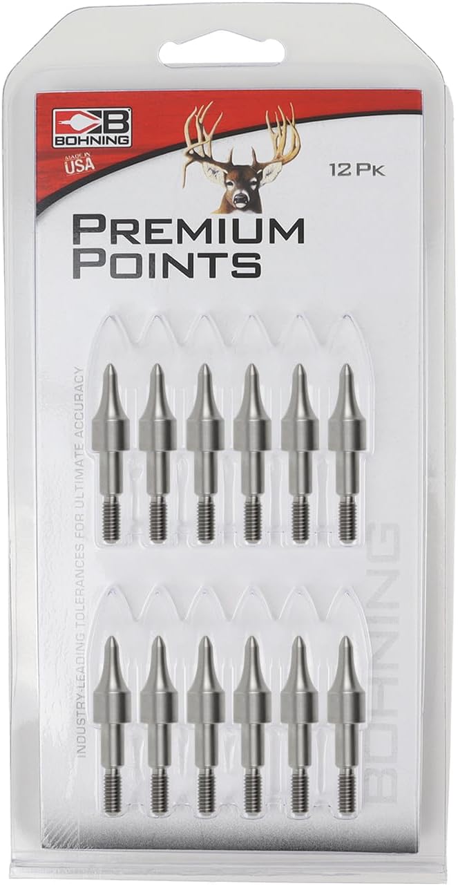 Bohning Match Grade Screw-in Crossbow Compatible Concave Points for 21/64" Arrow Shafts,100 Grain, 12 pk