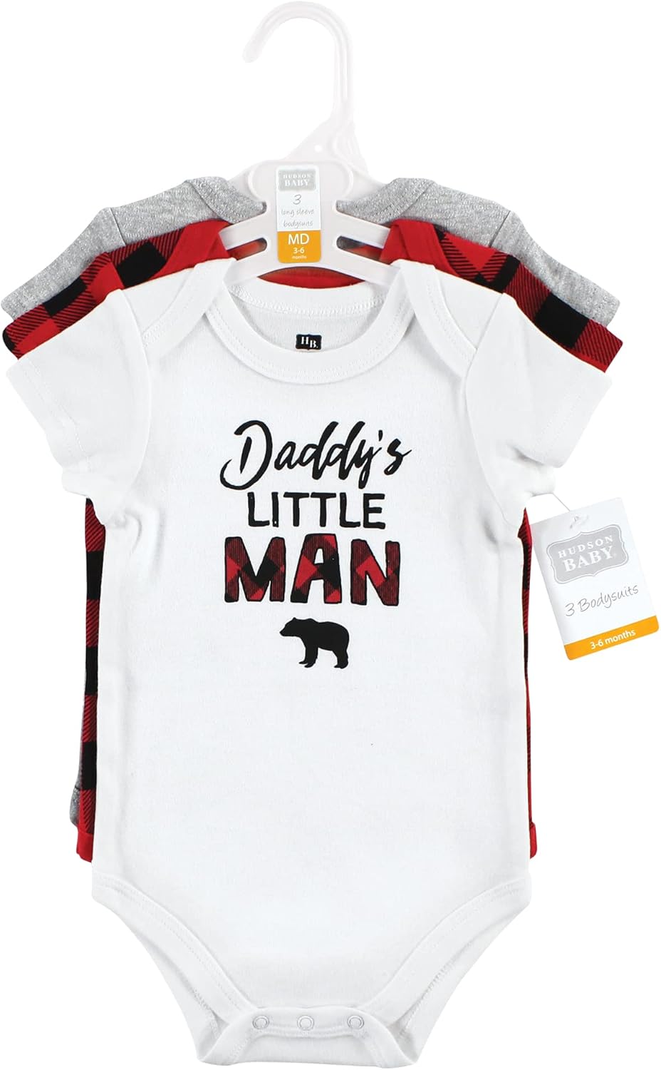 Hudson Baby Unisex Baby Cotton Bodysuits Buffalo Plaid Family, 12-18 Months - Image 2