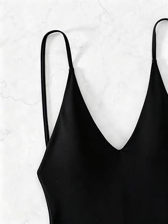 Sexy One Piece Swimsuit for Women Deep V Neck High Cut Thong Bottom Tie Back Bathing Suit