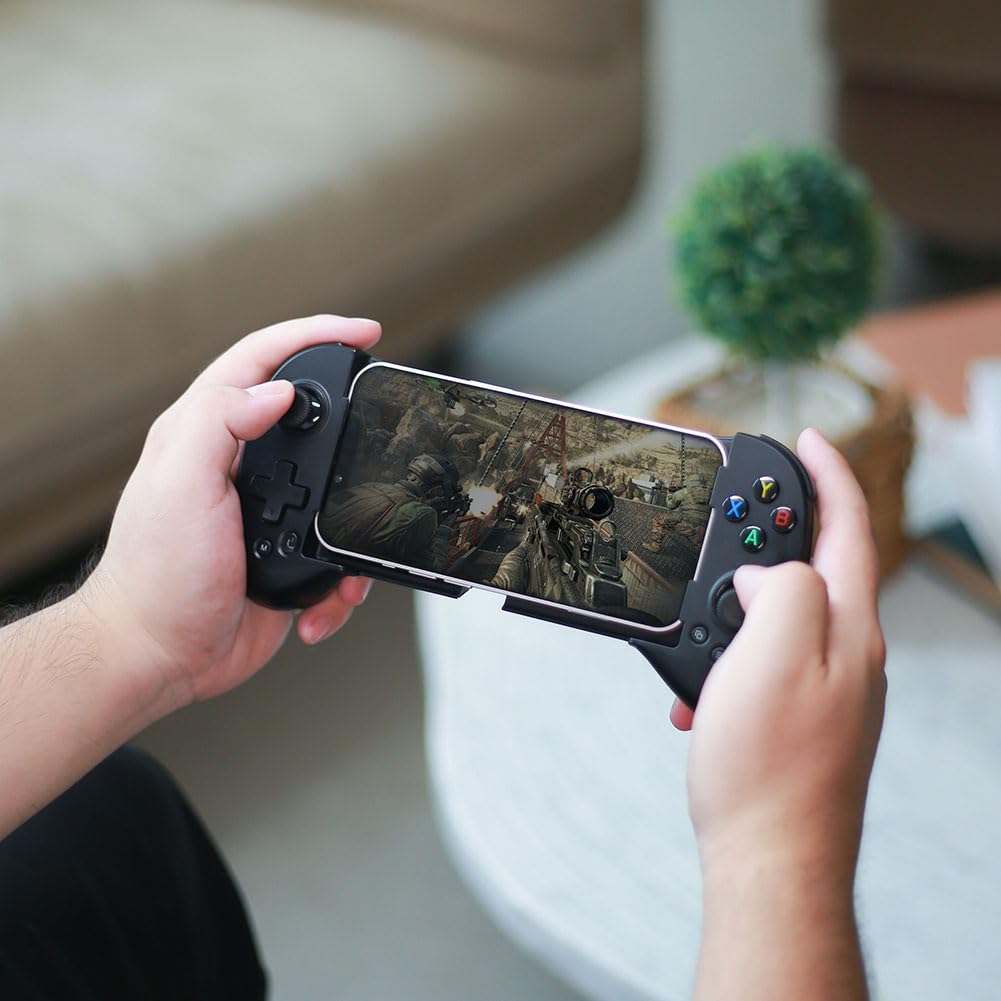 ShanWan Manette Smartphone Android/iOS, Manette de Jeu Mobile avec Hauteur du Joystick Réglable pour Xbox Cloud Steam Link GeForce NOW MFi Arcade Game (Ferreux)