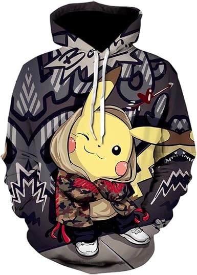 JAKEMAO Sudadera Impresión En 3D Pokemon Sudadera con Capucha Impresión En  Tinta Pintura En Blanco Sudaderas con Capucha Chaqueta De Anime Sudaderas  con Capucha : Amazon.es: Ropa