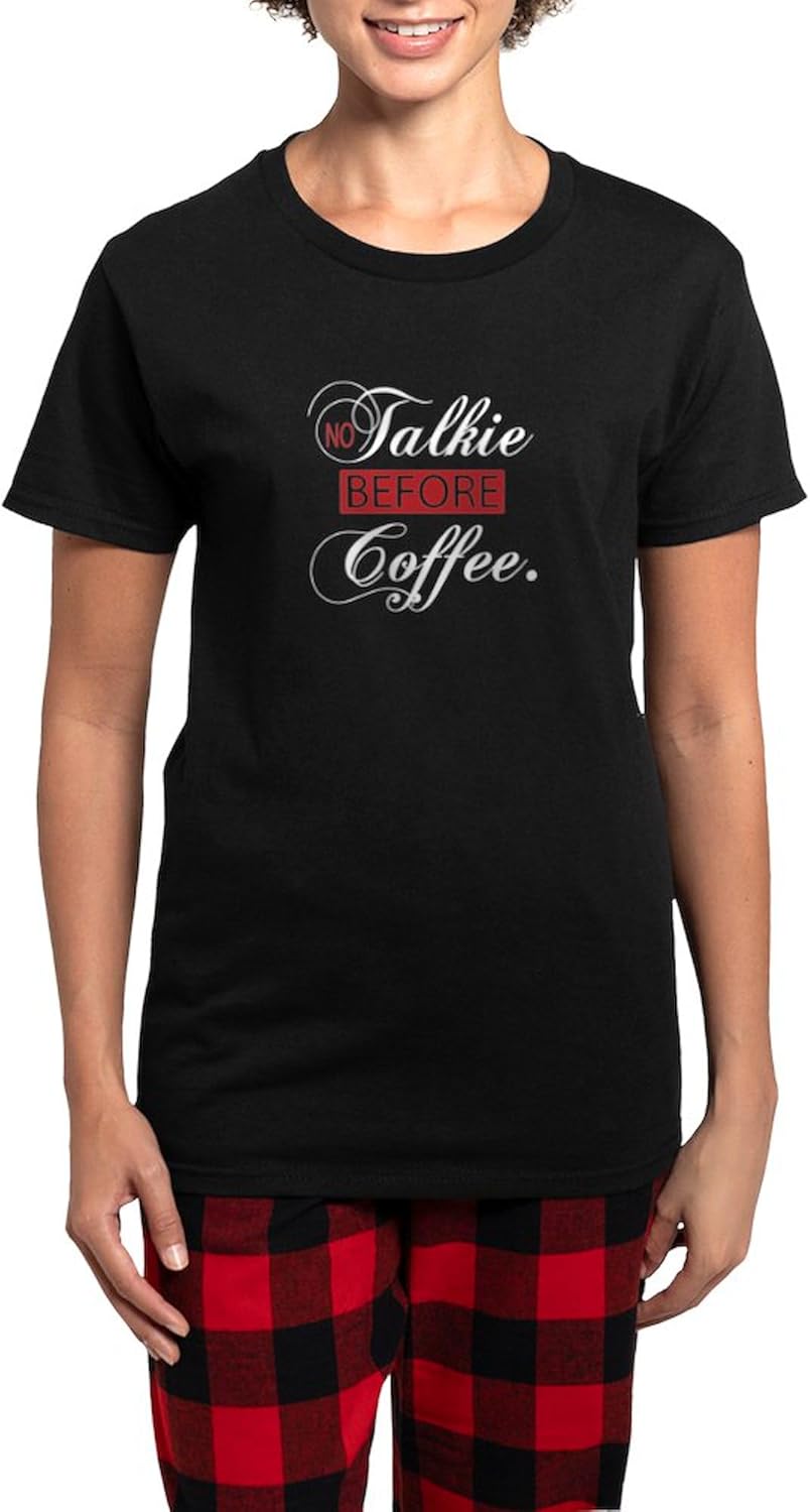 CafePress No Talkie Before Coffee(White) Pajamas Womens Novelty PJ Sleepwear