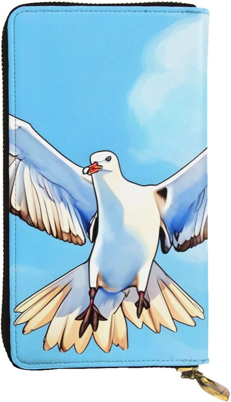Seagulls in flight Women's wallet, clutch wallet, with zipper, large capacity.