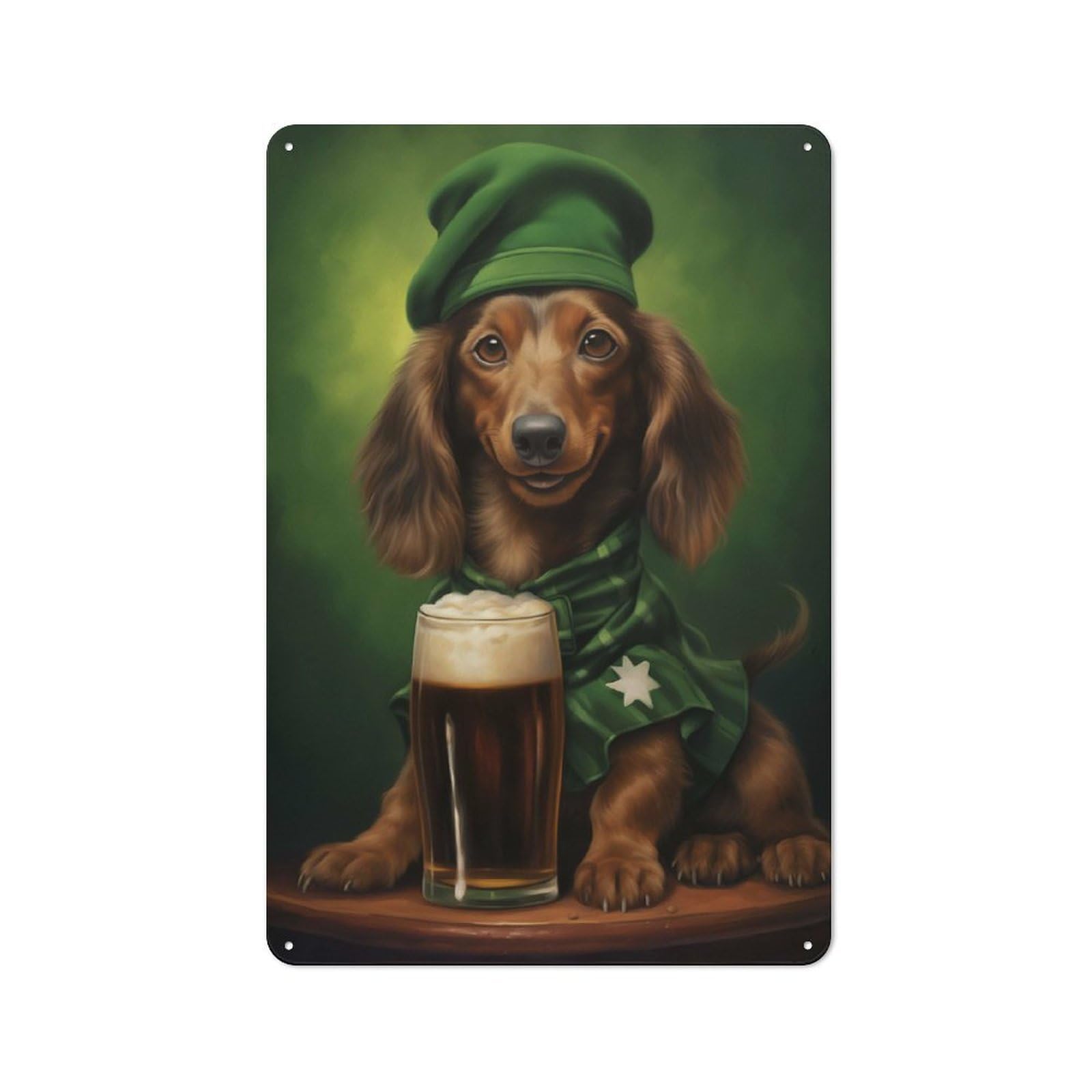 Junmoney St Patrick Dachshund Metal Sign 30X20cm With For Hallway Wall, Retro Decor, Autumn Home Decor For Collectors Of Metal Signs