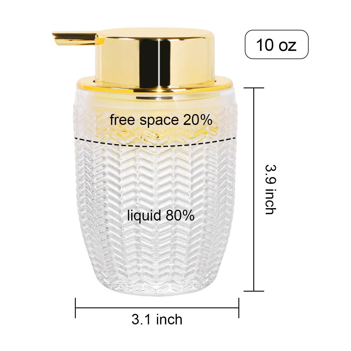 Schaumseifenspender, Glasschaum-Handseifenspender mit Pumpe, 284 ml, Badezimmer, nachfüllbar, flüssige Lotion, Pumpe, cremiger Schaumflaschenbehälter für Küche, Arbeitsplatte, Dekor (1