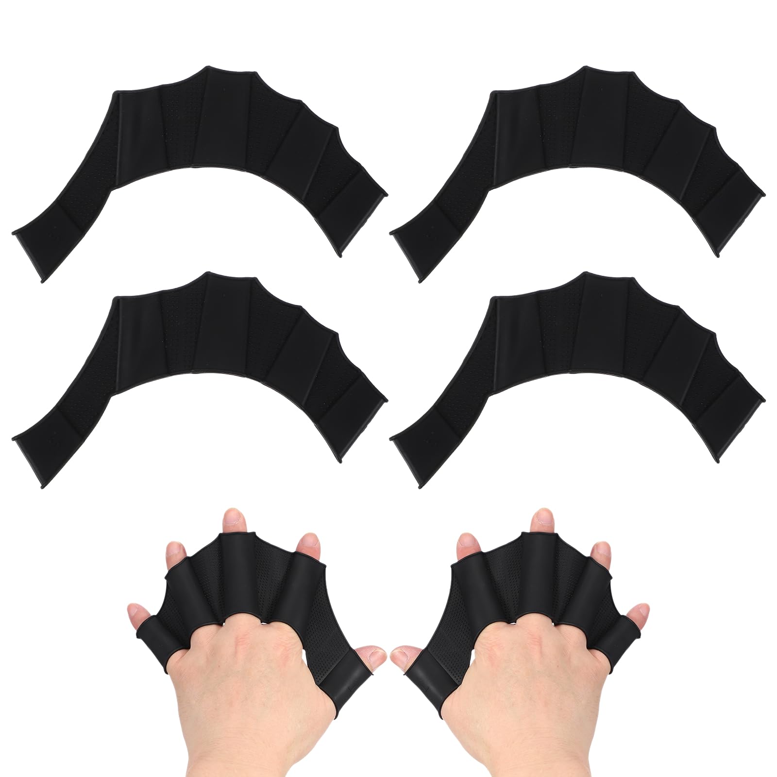 YELARXI Silicone Swimming Gloves, Webbed Gloves for Swimming Half-Finger Frog Type Water Resistance Gear Swim Fins Fit For (Aquatic Training/Surfing/Snorkeling), 8 x 6" & 1 Pair & Black