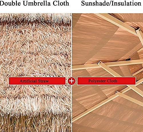 Patio Umbrella Outdoor European Style Garden ch Umbrella Courtyard Double Top Straw Skirt Umbrella Outdoor Umbrella 8.2 Feet Round Awning Waterproof Sunscreen High Temperature Resistance Good