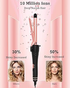 Curling Iron Set, MOCEMTRY 5 in 1 Curling Wand Interchangeable Ceramic Barrels(0.35-1.25) and Thermal Brush Curling Iron, Instant Heat Up Hair Curler, with Protective Gloves & 2 Clips