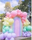 Pop The Party 59-Piece Pastel Rainbow Balloon Arch Garland Kit – Birthday Balloons with Happy Birthday Banner, Arch & Glue Dots for 2nd Birthday Decoration gallery image
