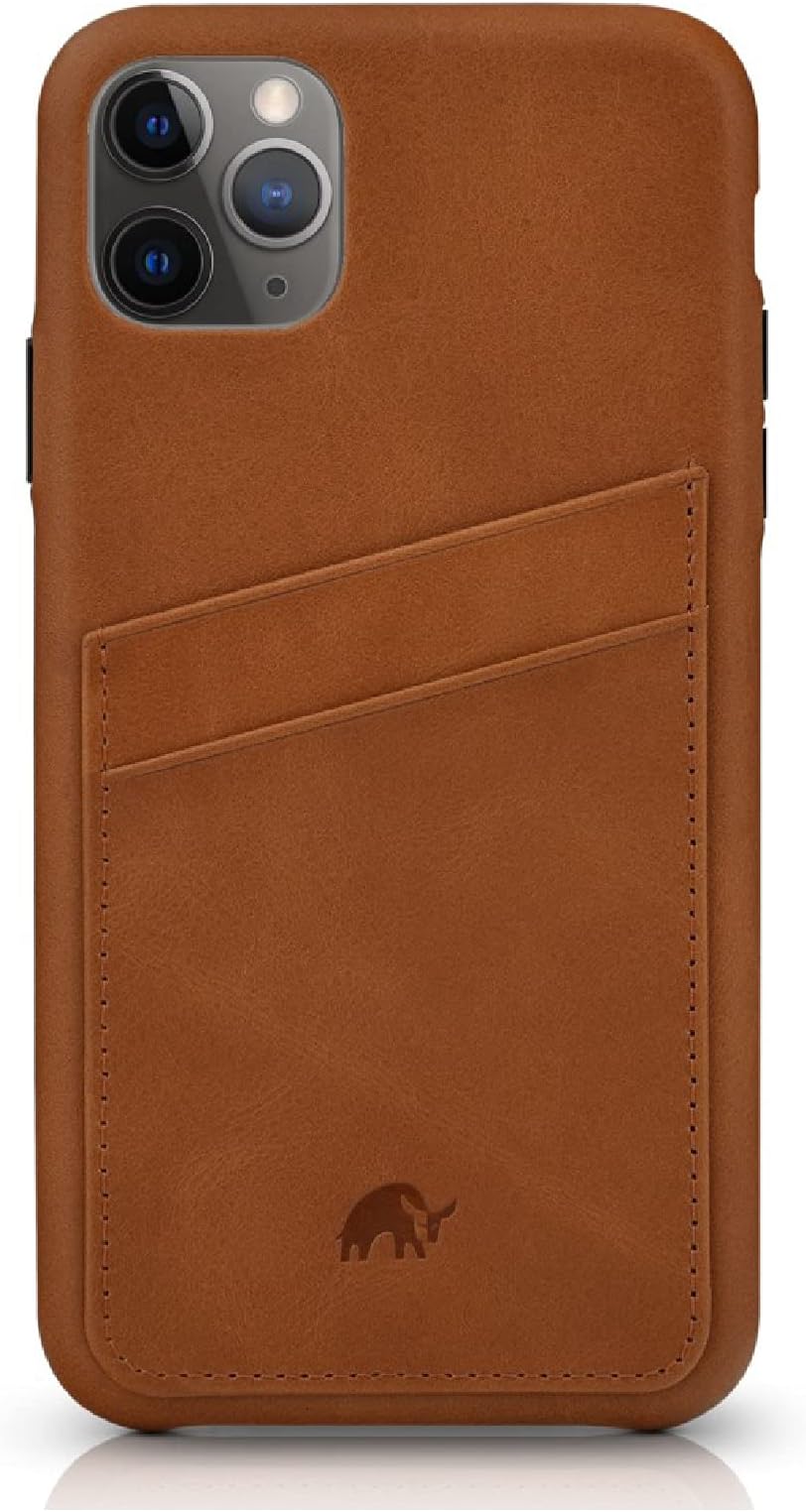 Bullstrap Premium Leather Portfolio Phone Case Compatible with Apple iPhone 11 Pro, Sienna Brown