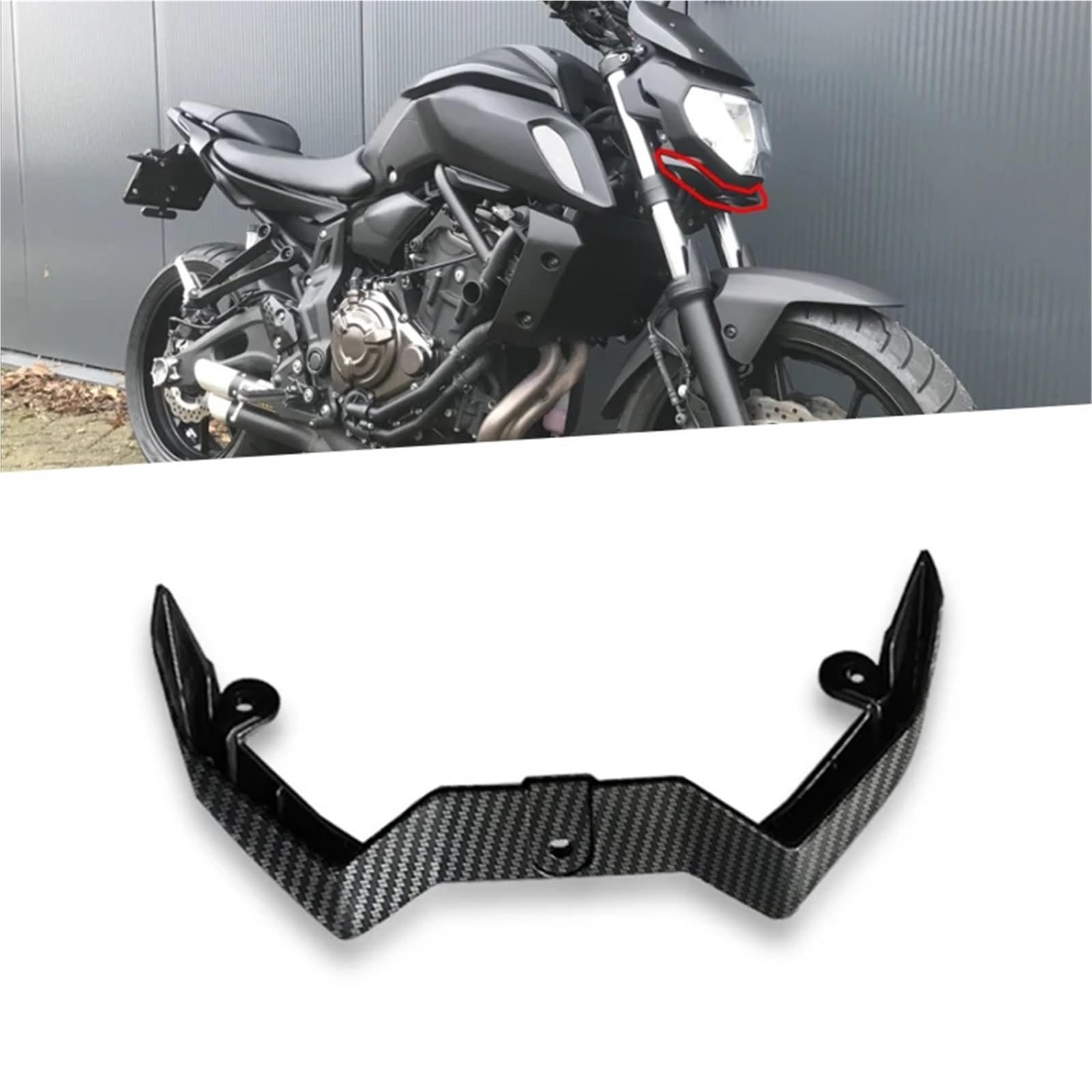 Front Bumper Splitter dachowy Pasuje do YAMAHA MT-07 FZ-07 MT07 FZ07 2018 2019 2020 Osłona aerodynamiczna Winglet przedniego skrzydła Spoiler Owiewka