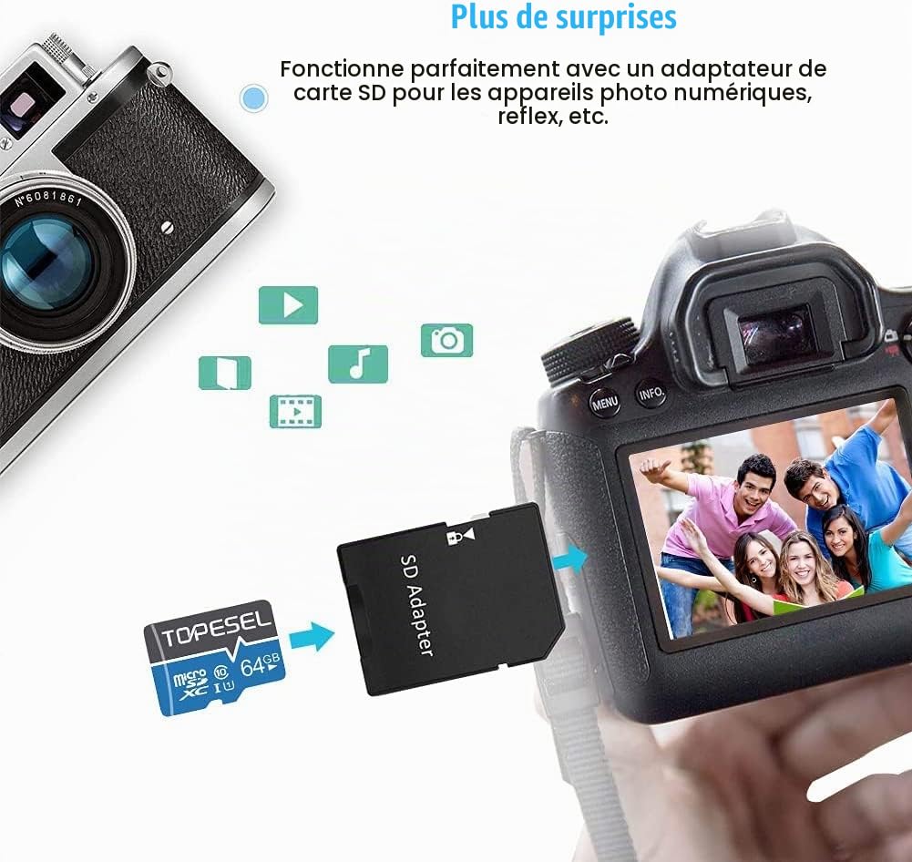 Adaptateur Ultra Micro SD,4 PCS Adaptateur de Carte SD pour Cartes Micro SD pour Tablette Mobile Noir