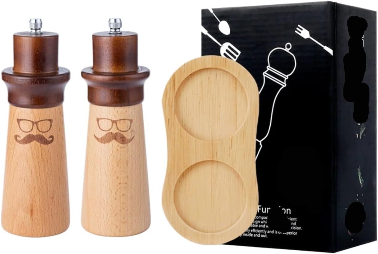 ペッパーグラインダー、ソルトアンドペッパーシェイカー、ペッパーミル、木製ソルトアンドペッパーグラインダーセット 6.7インチ 手動ペ