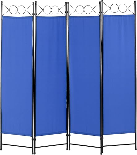 Divisor de habitación de 4 paneles, marco de acero de 6 pies, pantalla plegable de privacidad, división independiente para el hogar, oficina,