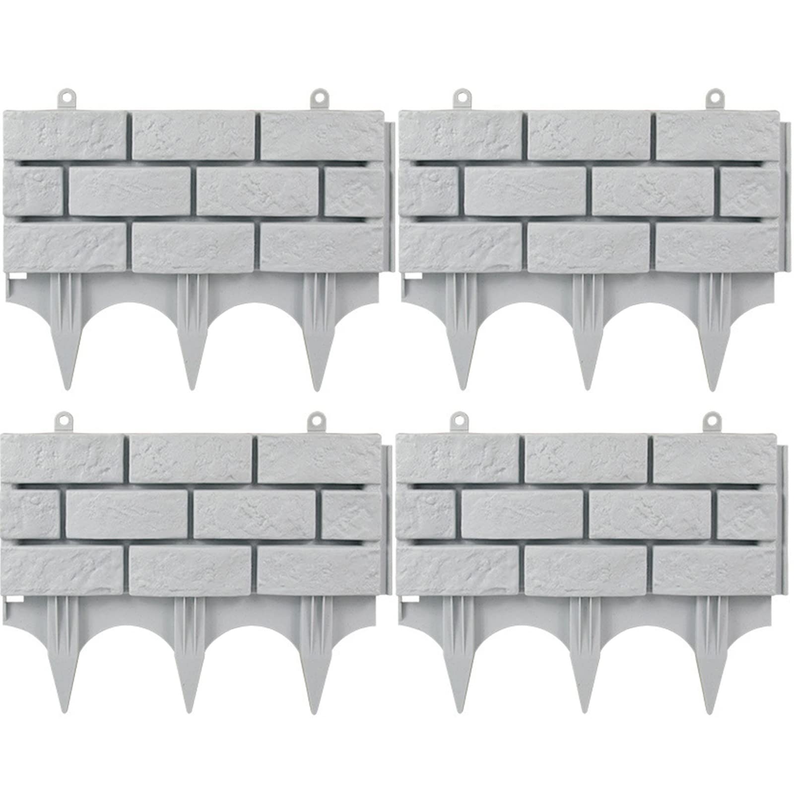 Lot de 4 bordures de jardin en plastique imitation pierre, clôture, allées, parterres de fleurs pour extérieur, pelouse, terrasse, cour, décoration