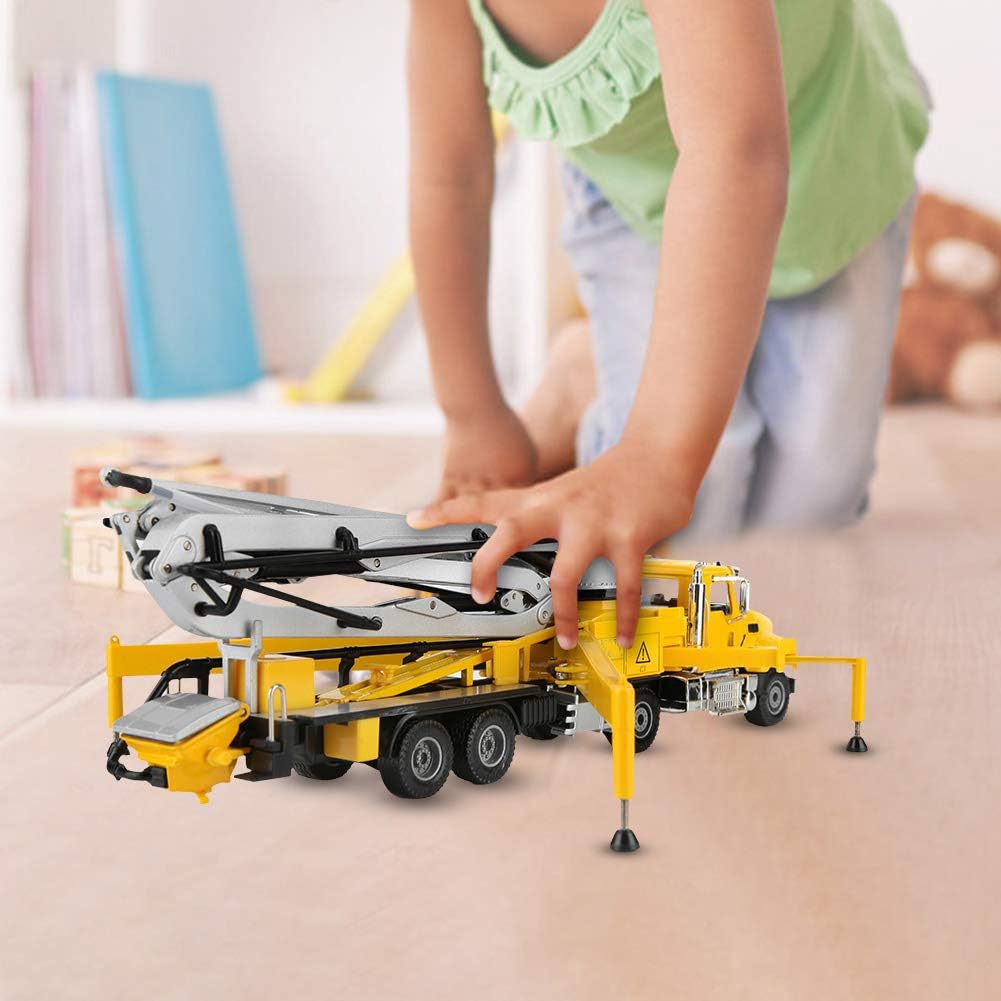 Gonetre 1:55 Alloy Concrete Pump Truck Model Engineering Vehicle High Simulation Construction Car Toy for Kids Boys Girls Durable Indoor Outdoor Play Size 33 x 15 x 9.5cm