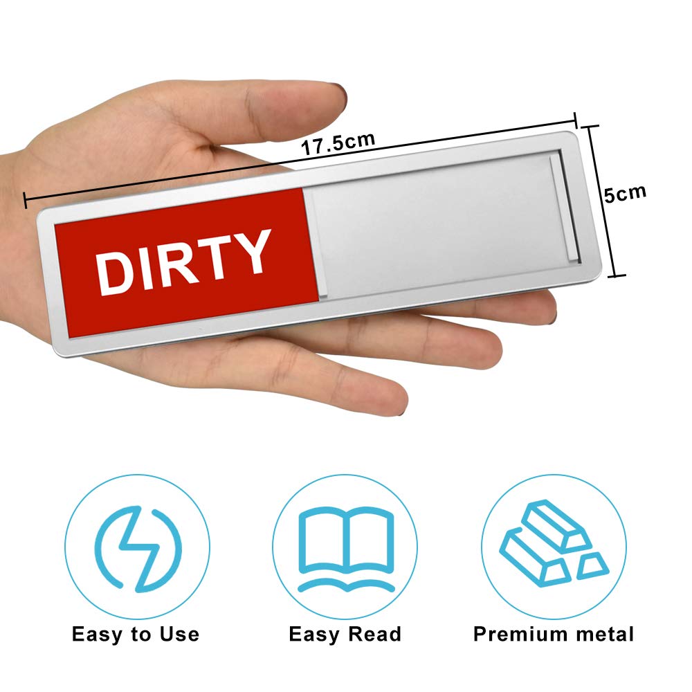 BUZIFU Dishwasher Magnet Clean/Dirty Sign Magnet-Schild für Geschirrspüler Spülmaschine sauber/schmutzig Zeichen Geschirrspüler-Magnet Klebeschild Acryl-Küchenhelfer Schilder mit Schiebefunktion