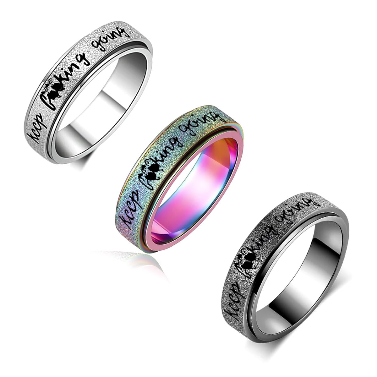 LuckyAmor Fidget Rings Women for Anxiety Rings:Stainless Steel Fidget Rings for Men Spinner Ring Personalized Inspirational Fidget Ring for Anxiety Rings