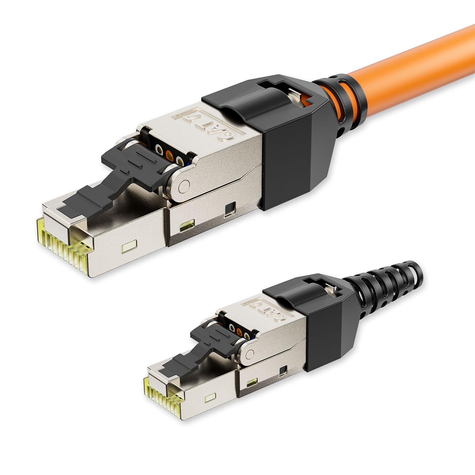 iwillink RJ45 Stecker Werkzeuglos, CAT7 Netzwerkstecker, LAN Stecker Ethernet Verlegekabel 10Gbit/s, Premium LSA Schneidklemme für CAT6 CAT6a CAT7 Netzwerkkabel mit PoE-Unterstützung‌, 2 Stück
