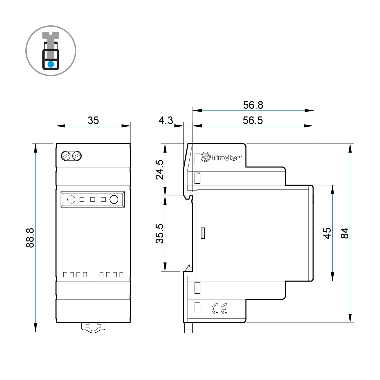 Finder Gateway modulare 230V Tipo 1Y.GW. Per comandare da remoto il tuo impianto YESLY e i tuoi dispositivi BLISS ovunque ti trovi nel mondo. Controllabile con App Finder YOU e Assistenti Vocali
