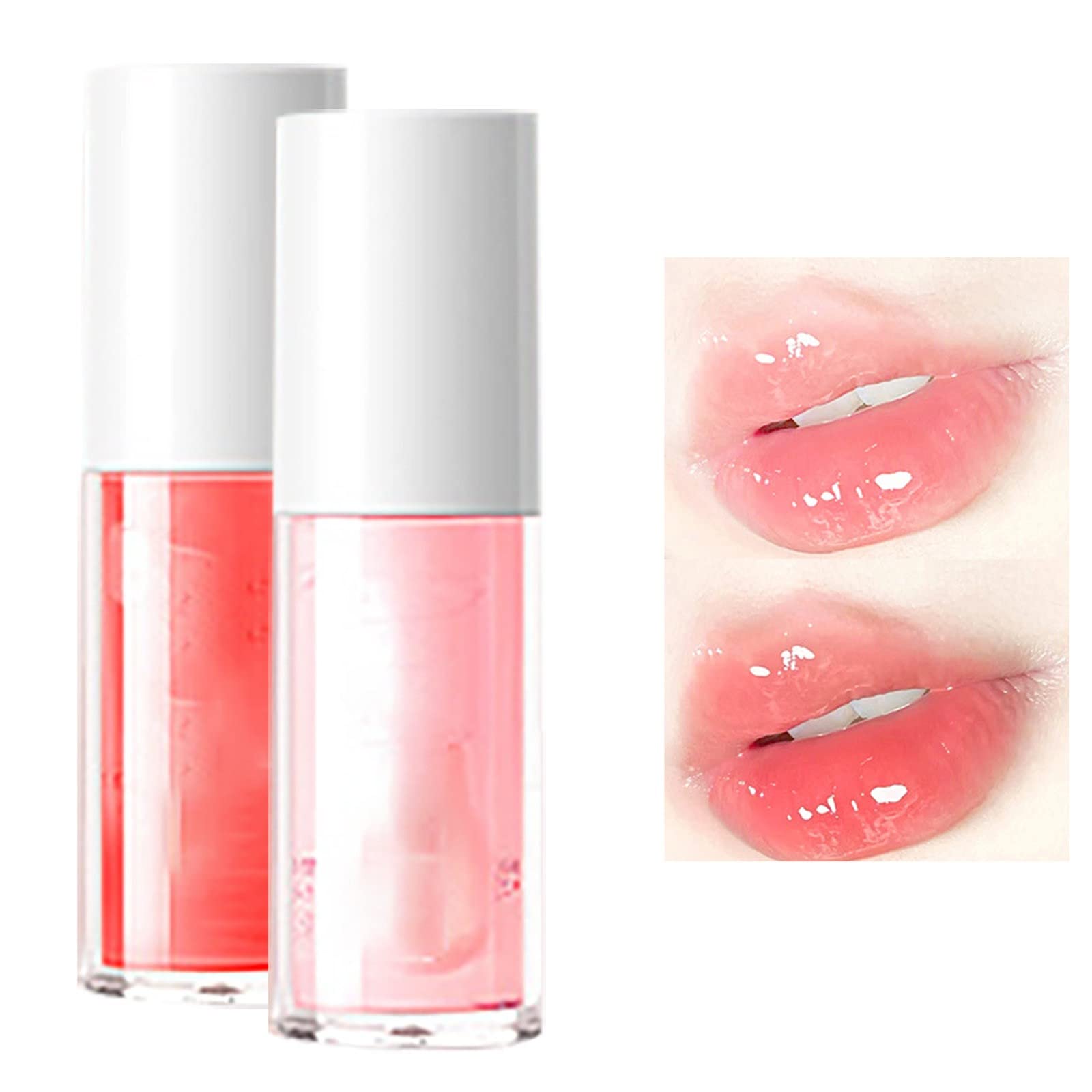 YEZIJIN Plumping Lip Glow Oil, Hydrating Lip Gloss Transparent Lip Oil Tinted, Glossy Lip Moisturizer for Lip Care and Dry Lips Nourishing Lip Balm Makeup