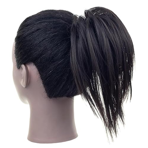 Miniatura 10 de Extensiones de cabello con clip de garra, extensiones de cabello corto y lacio, moño despeinado, recogido y desordenado para mujeres y niñas