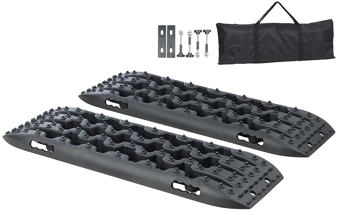 Lescars Sandblech: 2er-Set Reifen-Traktionsmatten, ultrastabile Nylonfaser, 90x31x6 cm (Anfahrhilfe, Sandboards, Kfz)