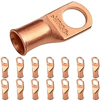 Vista 157 de SELTERM - 2 terminales de anillo resistentes para cable de batería, calibre 4 AWG, pernos de 3/8 pulgadas, terminales de calibre 4, ojales de cobre