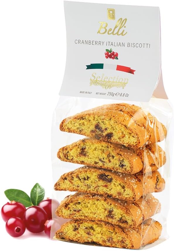 Italian Cranberry Biscotti | Made in Tuscany, Italy | Belli Traditional Semi Soft Biscuits