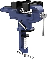 Nuovoware 3-Inch Table Vise with 360° Swivel Base - Portable Clamp-On Bench Vise for Woodworking, Metalworking & DIY Projects, Blue